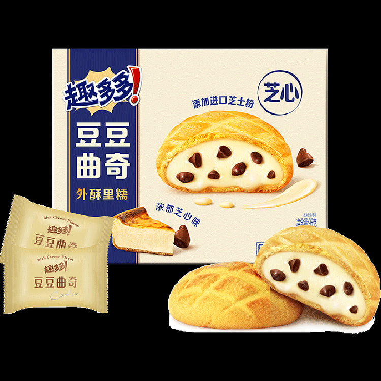 趣多多豆豆软曲奇浓郁芝士味饼干网红零食96g*1盒