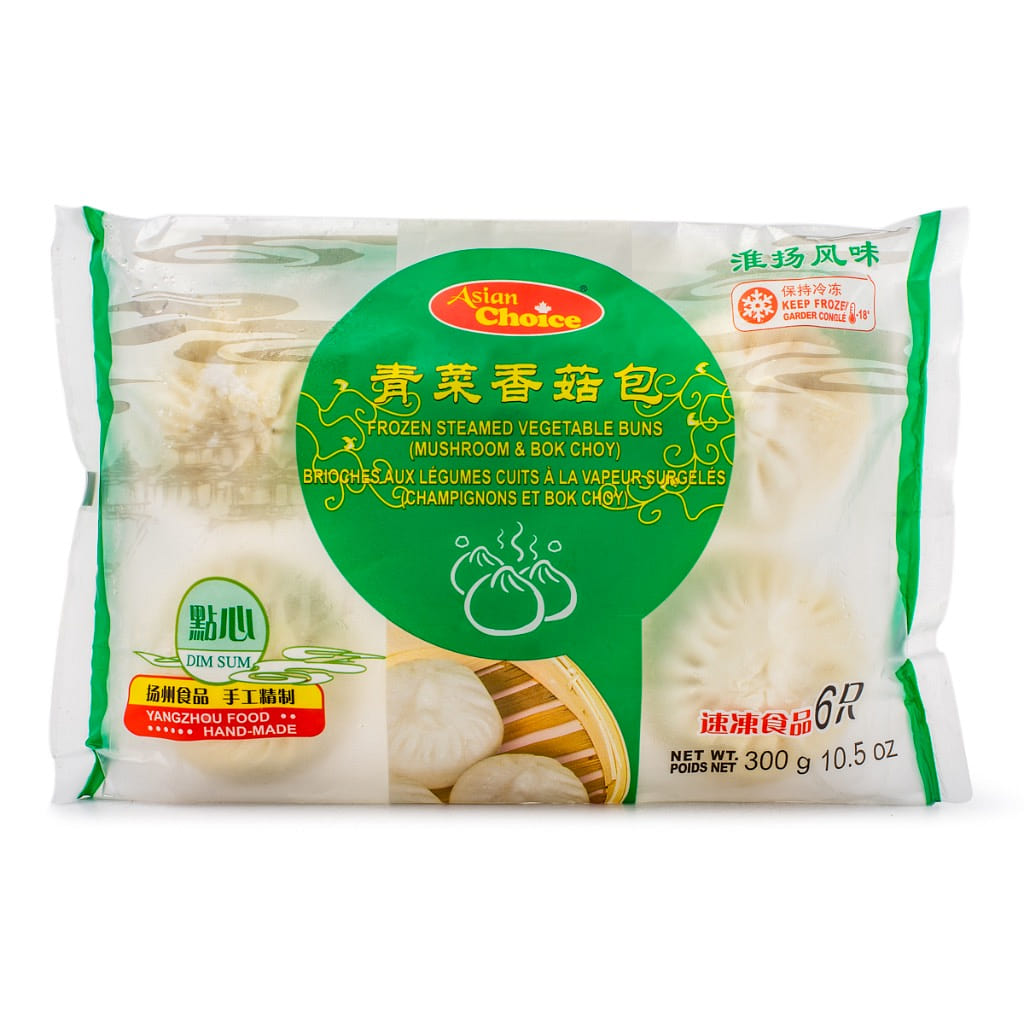 Asian Choice Steamed Mushroom and Bok Choy Vegetable Buns 6pcs, Frozen 300 g
