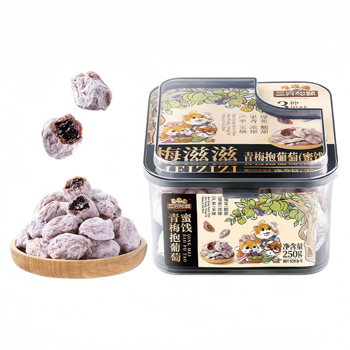 三只松鼠 青梅抱葡萄陈皮杨果脯蜜饯 250g*1罐 250 克