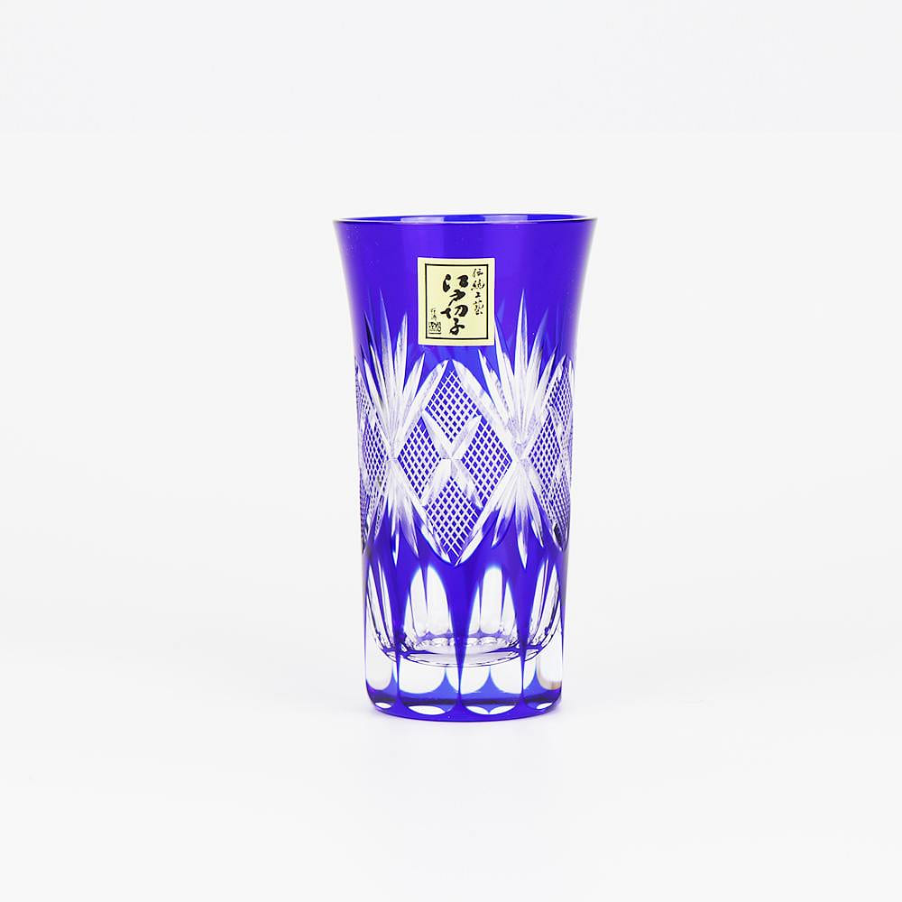 Tajima glass Sake Glass, double shot glass (Blue, 4.1fl-oz) Made in Japan 1 count