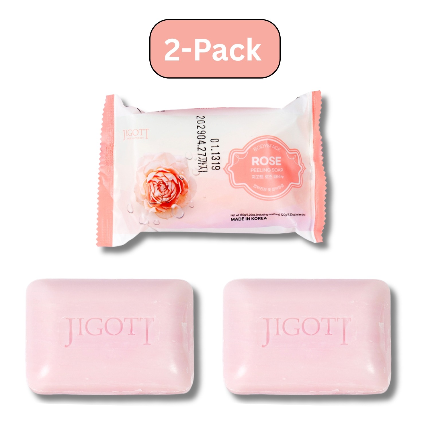 Jigott Rose Peeling Soap 100g 2 Pack 2 gói