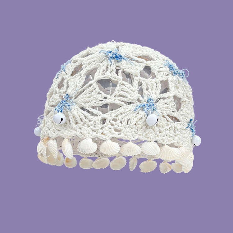 SECCHIC Holiday Hook Flower Baotou Hat Beige F