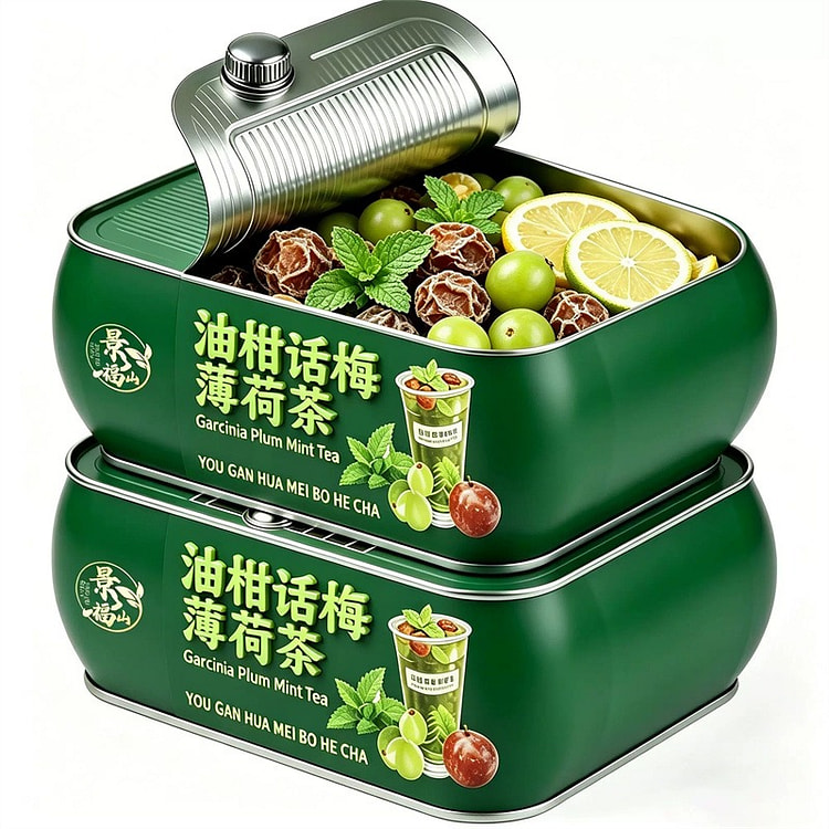 景福山 薄荷话梅油柑柠檬茶 夏天泡水喝水果茶 2 罐