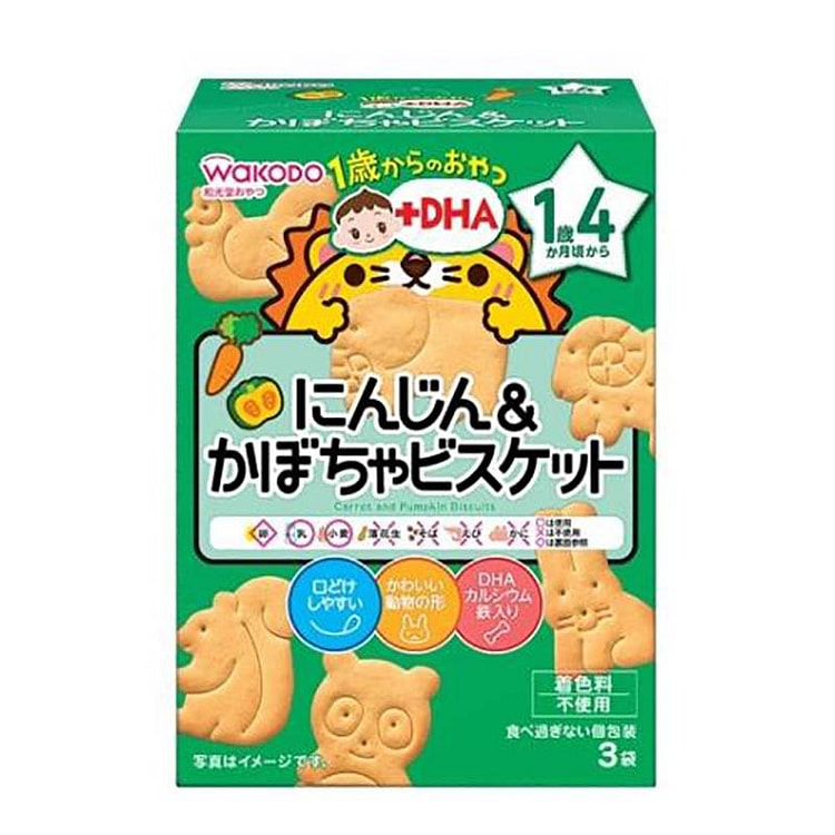 WAKODO 南瓜胡萝卜高钙动物形饼干 3袋入