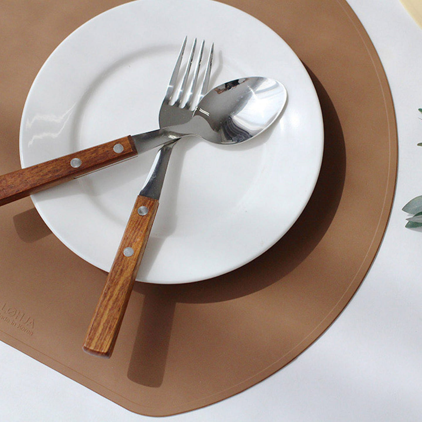Acacia Brown Silicone Half Moon Placemat 1 each