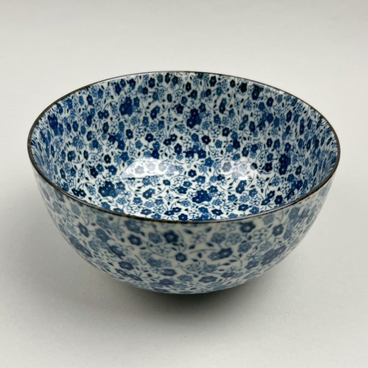 Made-in-Japan Kobana Ramen Soba Udon Noodle Navy Flower Bowl, 6.5" dia., 26 oz 1 each
