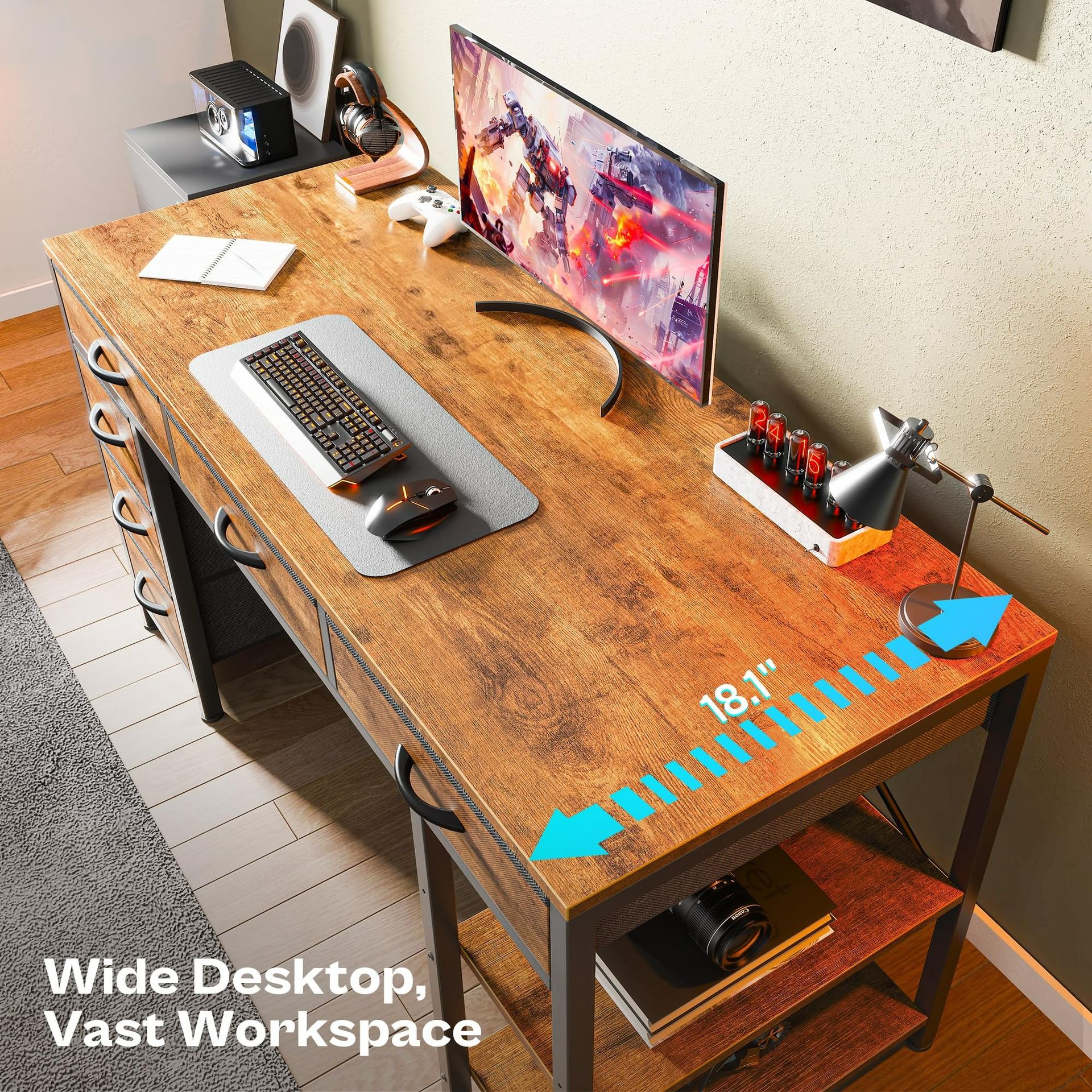 Get Computer Desk with 6 Drawers, 47 Inch Office Desk Delivered