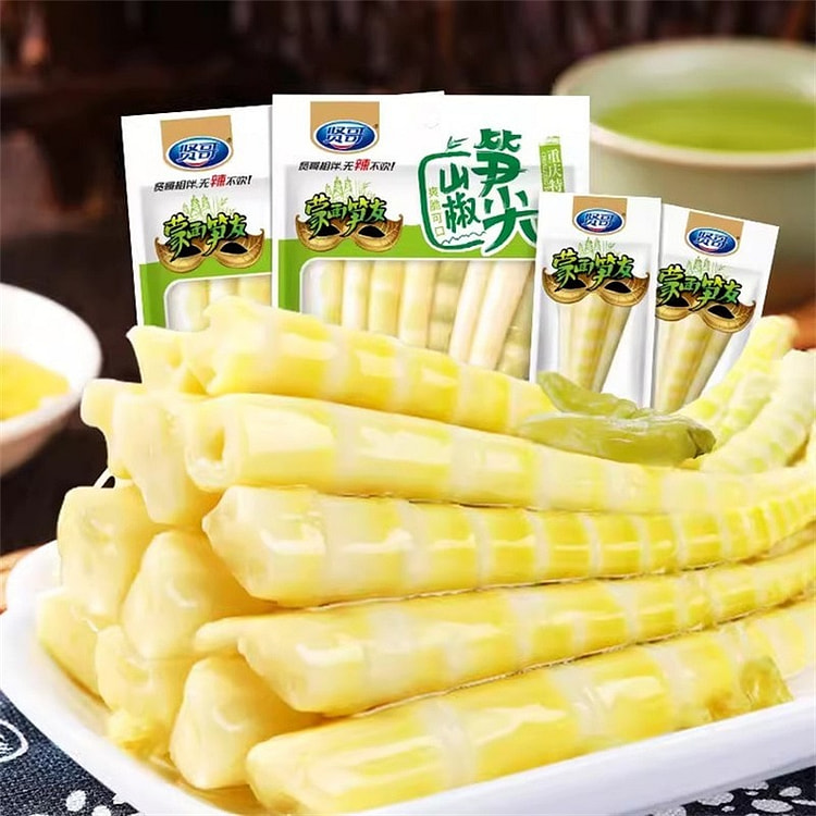 贤哥 竹笋笋尖开袋即食山椒酸辣脆笋小零食休闲 泡椒味25g/包