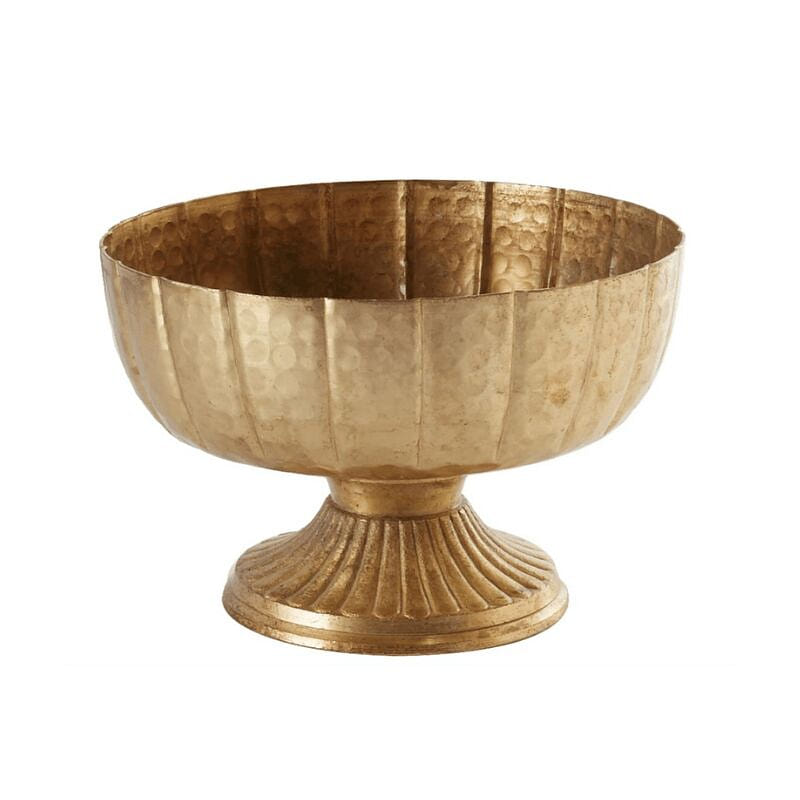 Distressed Gold Metal Compote Bowl (7.75x 5.75) 1 count