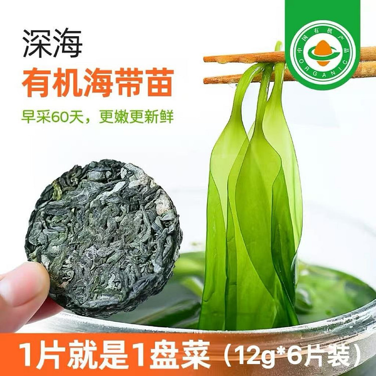 深海有机海带苗嫩芽12g*6片   鲜嫩无沙 72 克