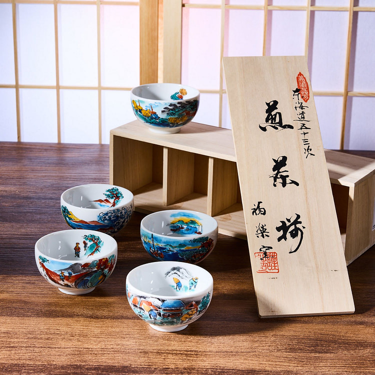 Ukiyo-e Sencha Teacup Set (5 pieces)
