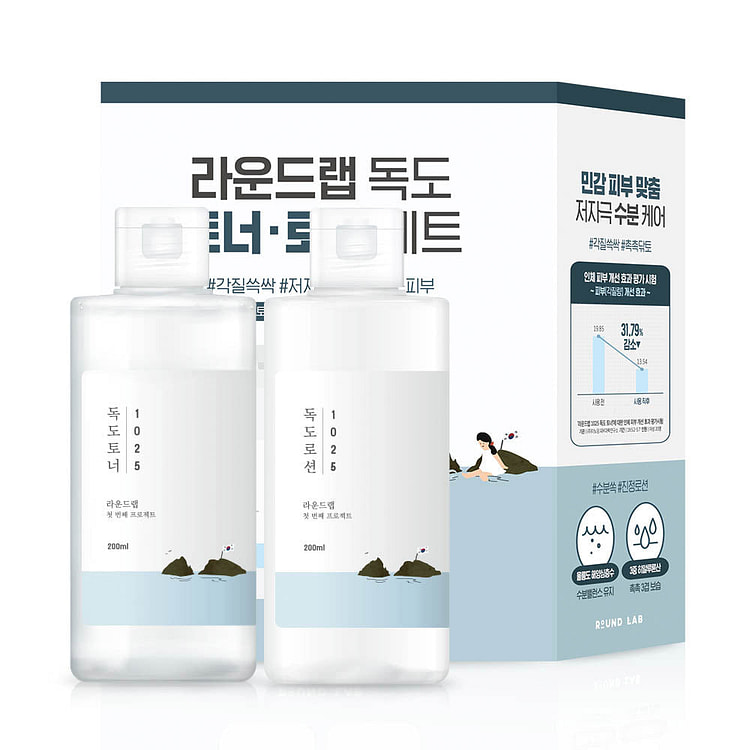 ROUND LAB of Dokdo toner, 200ml + 200ml lotion 1 each