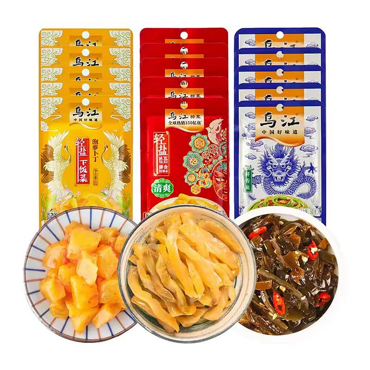 乌江榨菜下饭菜鲜脆菜丝+鲜香海带+泡萝卜丁共15袋