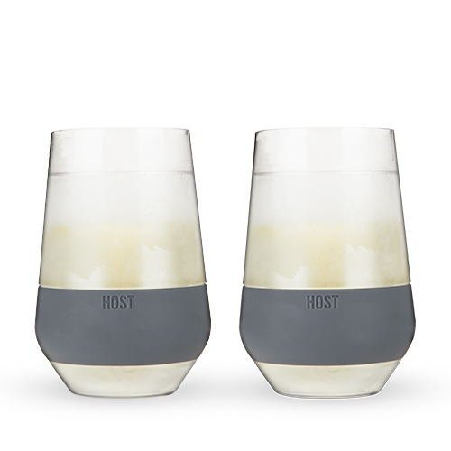 HOST Freeze XL Cooling Cup in Double Walled Insulated Freezable Drink Chilling Tumbler with Freezing Gel, 12 Ounces - Set of 2 | Grey 12 oz