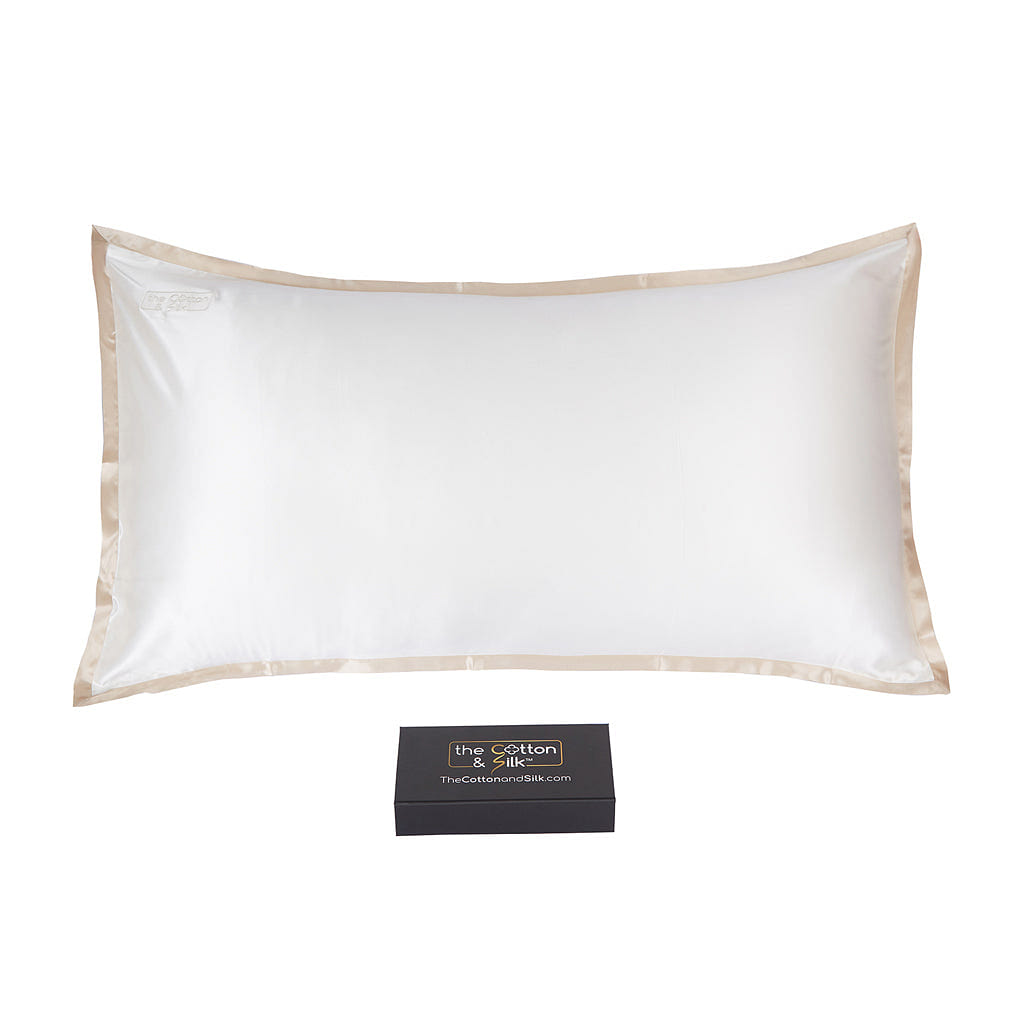 King-size 22 Momme Mulberry Silk Pillow Sham - Cream + Caramel King (20“ x 36“) / Cream + Caramel 0.5 lb
