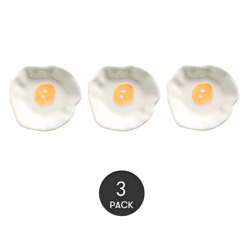 KAWASIMAYA Ceramic Sauce Dish (Fried Egg) 3-pack 1 each