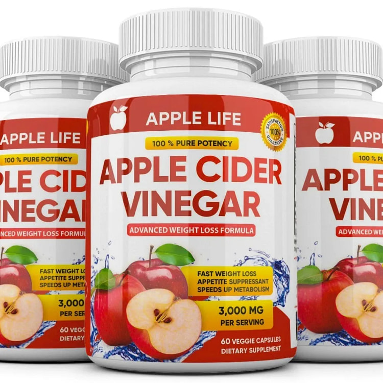 3 X Pure APPLE CIDER VINEGAR ACV 3000mg PURE WEIGH 3 pack