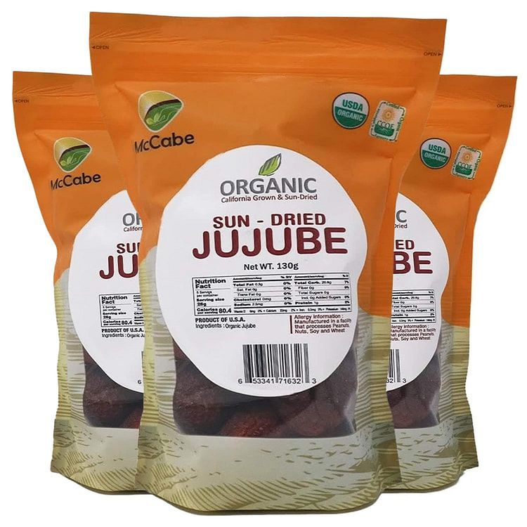 McCabe Organic Sun-Dried Jujube, 130g (3 Packs)