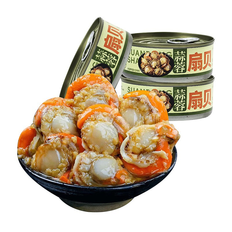 Garlic-Flavored Canned Scallops Ready-to-Eat Snack 3 can