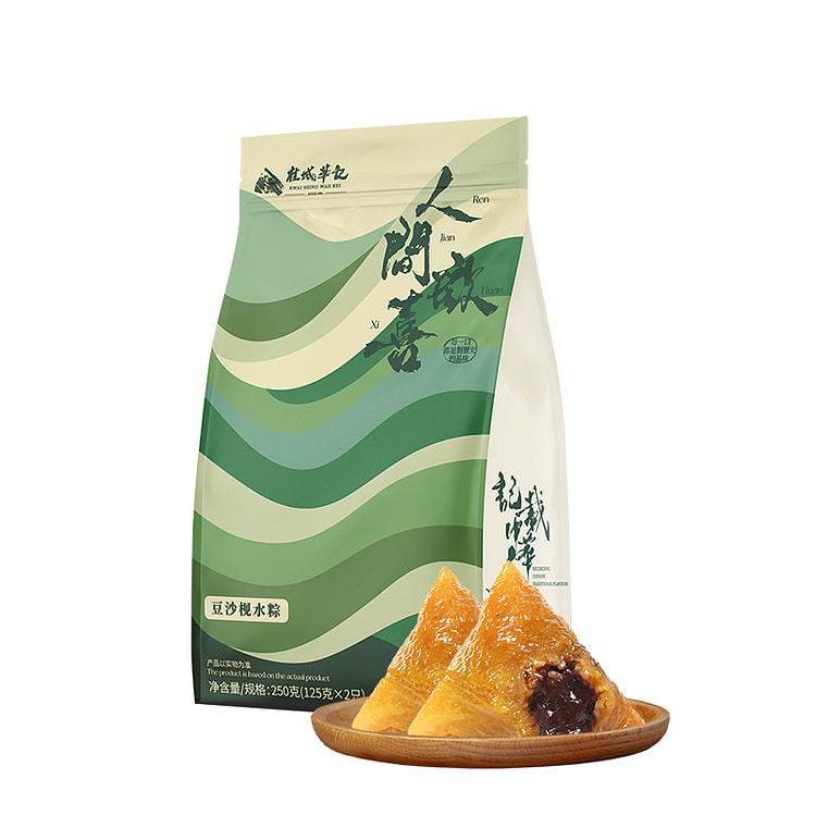 桂城华记豆沙枧水粽红豆馅料甜粽250g*1袋