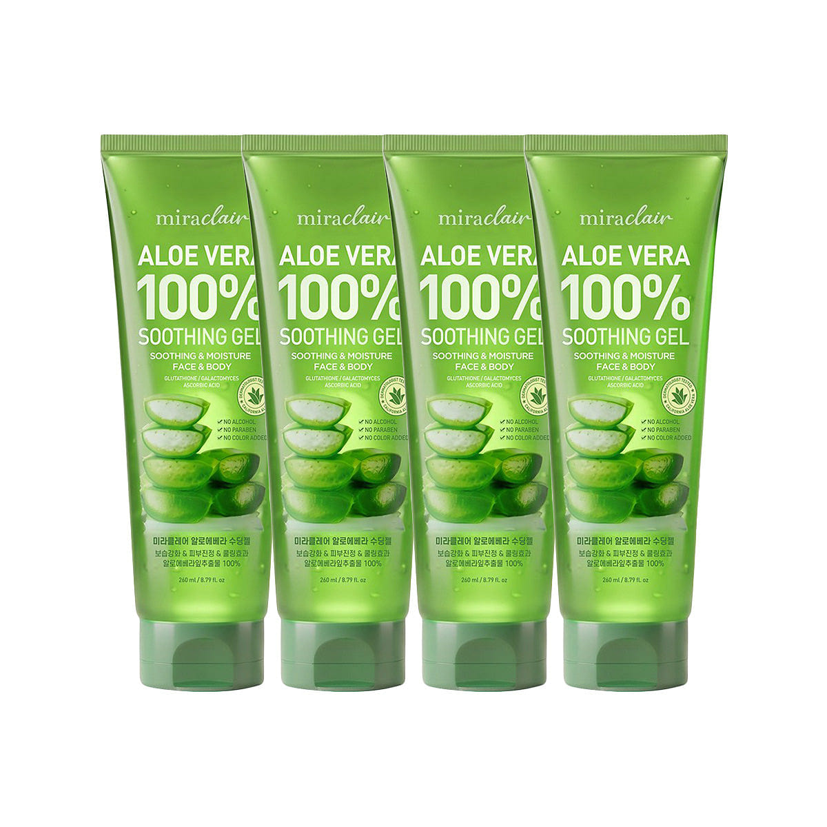 miraclair Aloe Vera 100% Soothing Gel 260ml 4 Pack 1 each