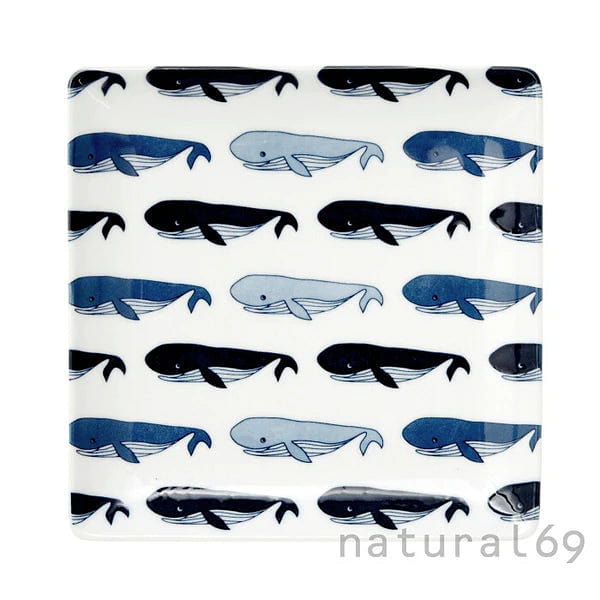 Natural69 Coco Marine x Janke Square Plate Family of Whales 1 each
