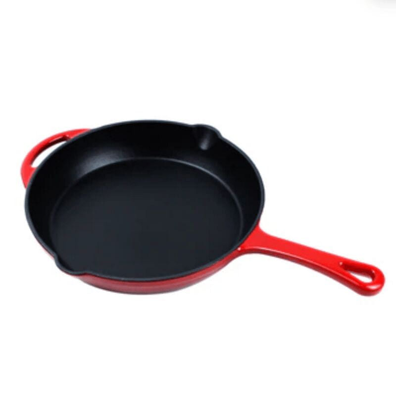 10 Inch Enameled Cast Iron Round Skillet - Red 1 each