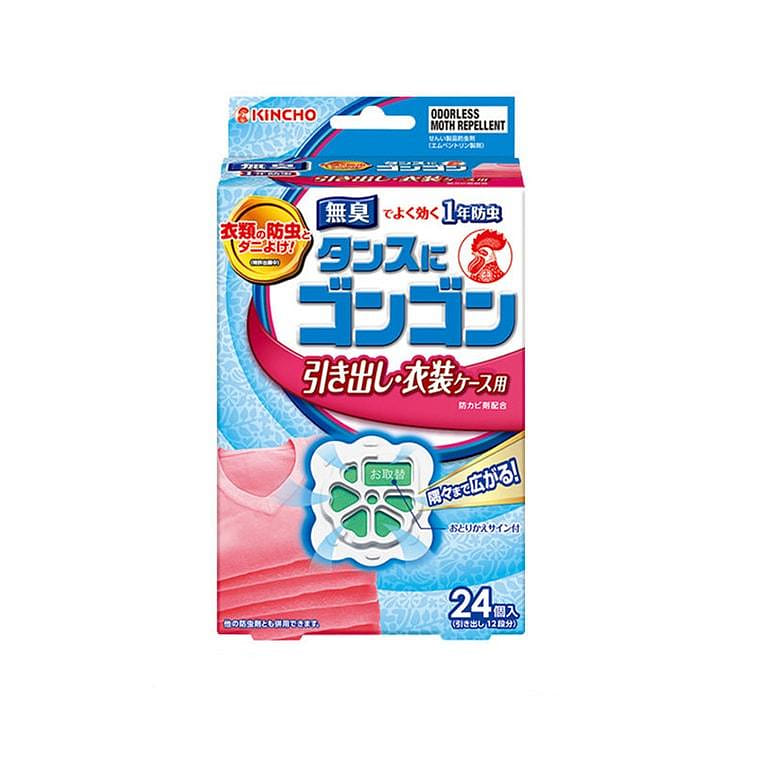 【日本直邮】KINCHO金鸟 衣柜防虫防蛀片衣物室内家用寝室驱虫防虫神器 24个入 1 盒