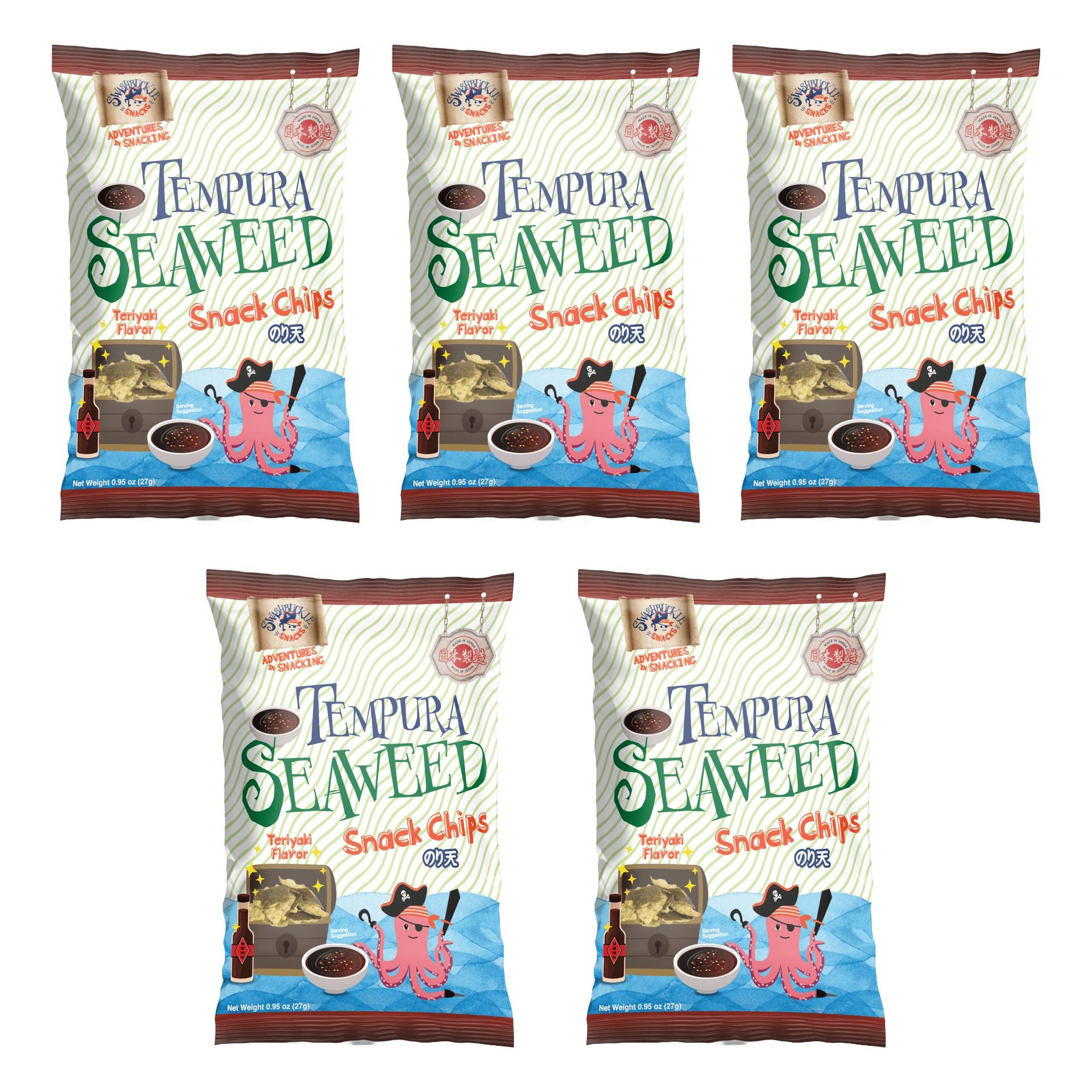 Seaweed Snack Chips Teriyaki Flavor 0.95oz x 5 4.75 oz