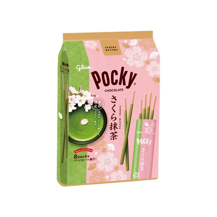 格力高期间限定POCKY 樱花抹茶巧克力脆棒8小袋