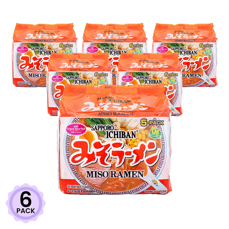 Sapporo Ichiban 方便面 味噌味 101g*5 17.75 盎司*6 包