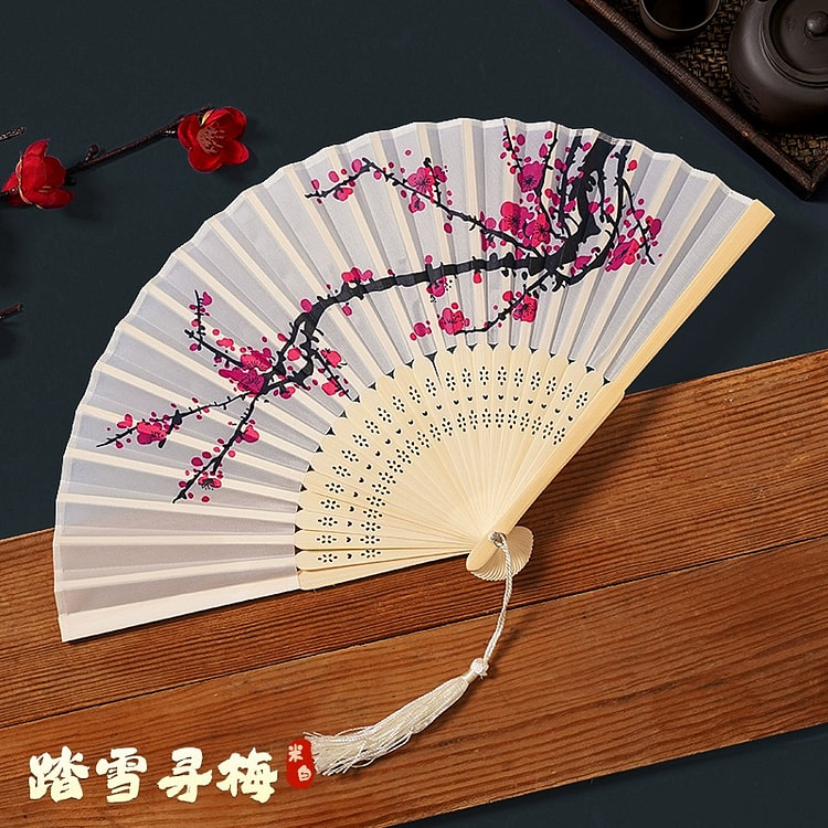 古风扇子折扇 中国风汉服旗袍舞蹈夏日小扇（踏雪）