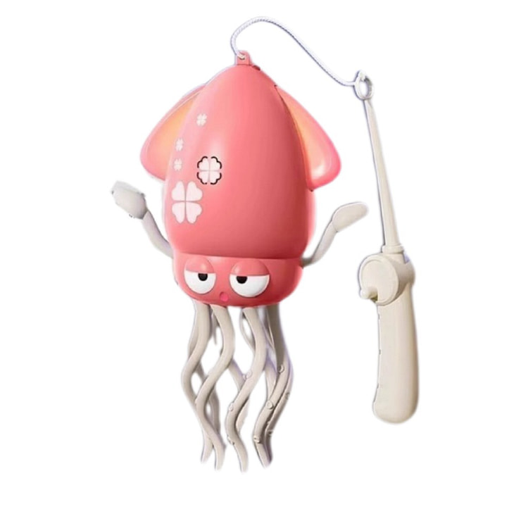 魔性跳舞鱿鱼玩具+钓鱼竿 解压电动水母玩具 -粉色 1 份