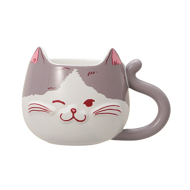 星巴克 猫脸马克杯灰色355ml