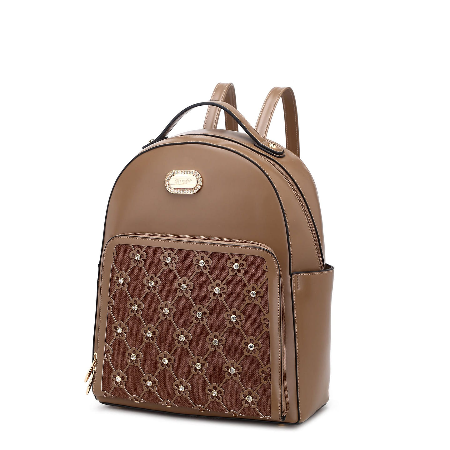 Wildflower Blossom Vegan Classy Travel Backpack + Wallet [KOB3577+KOW8368-BN] 1 each