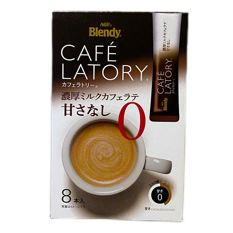 AGF Blendy 无糖牛奶咖啡拿铁冲饮棒 8支