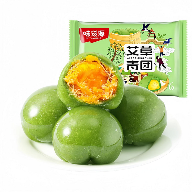 味滋源 艾草青团 6枚入 蛋黄肉松味清明果 252 克