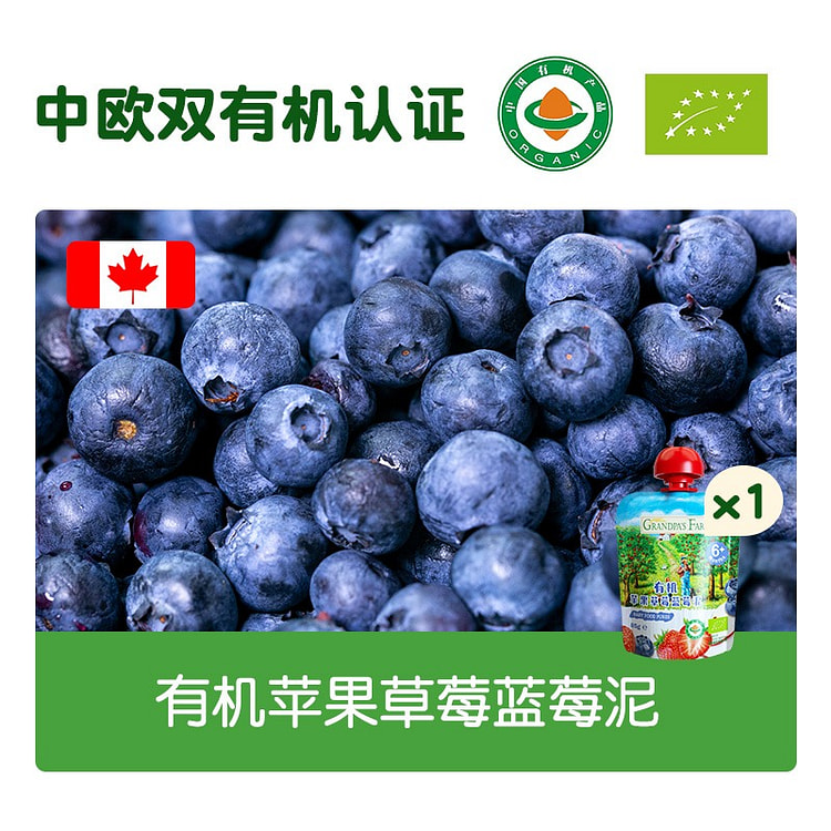 爷爷的农场 婴幼儿果泥苹果草莓蓝莓泥90g/袋