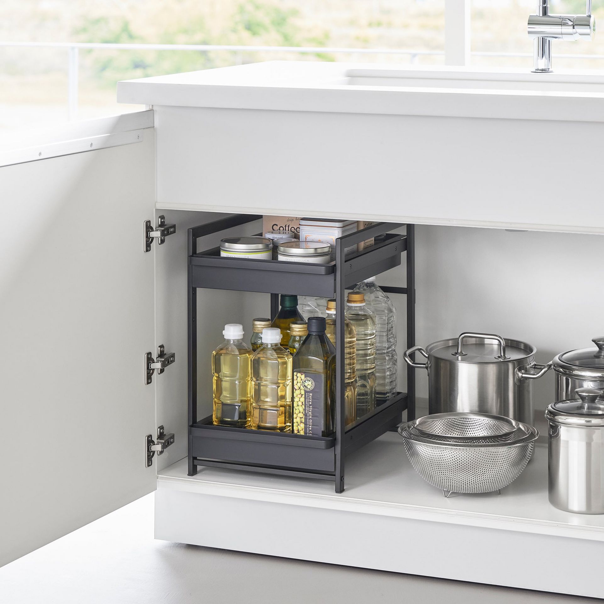 Two-Tier Pull-Out Shelf - Steel Black 1 개