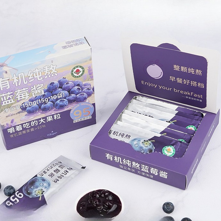Organic blueberry jam 15g*10 strips *1 box 150 g
