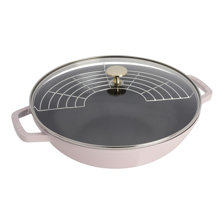 STAUB  4.5夸脱铸铁平底炒锅 / 牡丹粉色