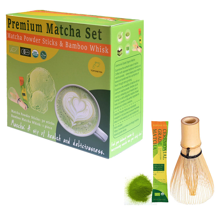 Organic Matcha & Chasen Set: 30 Sticks & whisk
