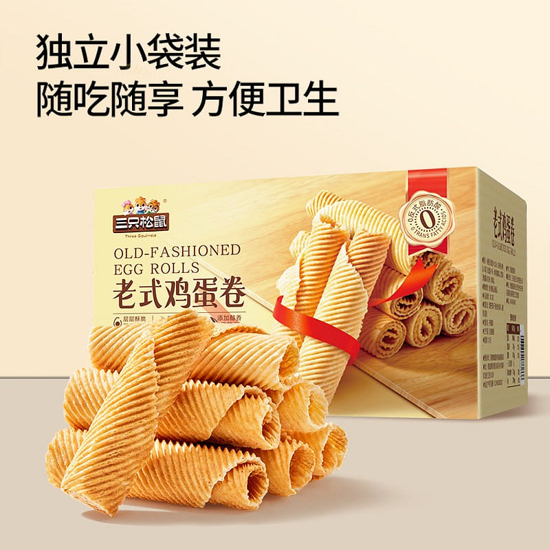 Three Squirrels Old-fashioned Egg Roll Snack 750g 750 g