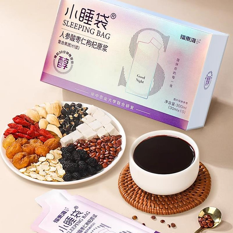 福东海 人参酸枣仁百合枸杞原浆 小睡袋纯浓缩原液 便携装30ml*10袋