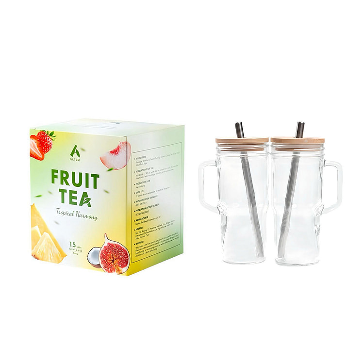 Pineapple & Coconut Fruit Tea+Glasses Tumbler*2