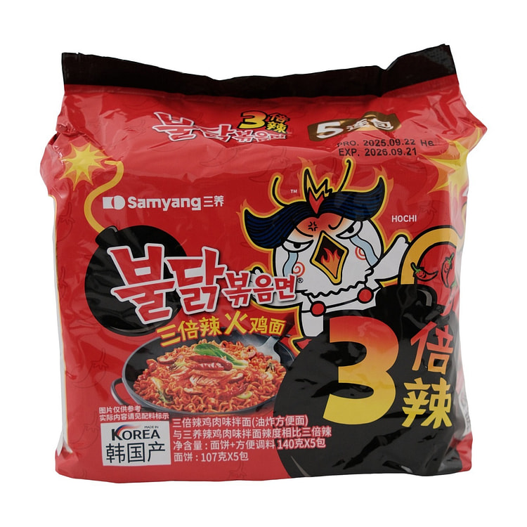 三倍辣味三养火鸡面 140GX5X8 1 箱