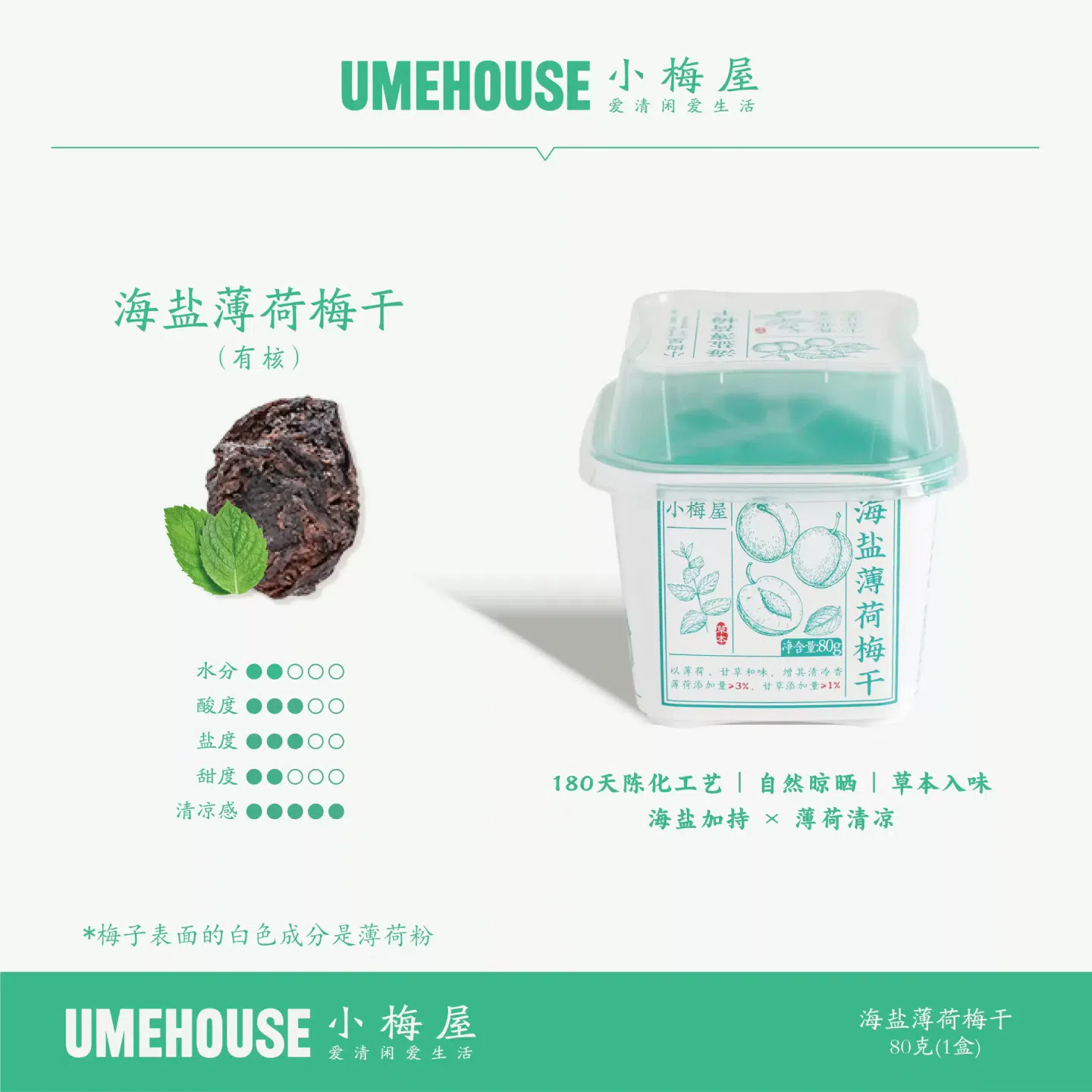 Xiaomei Shop Sea Salt Mint Plums 80g/box 80 g