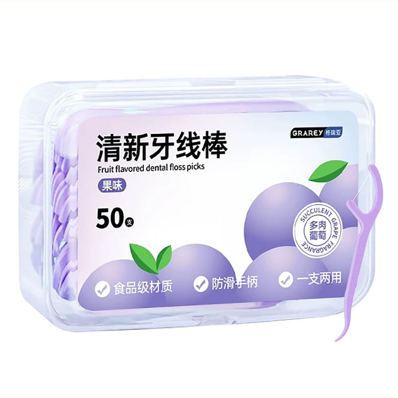 Grape-Flavored Dental Floss Picks Food-Grade 1 box