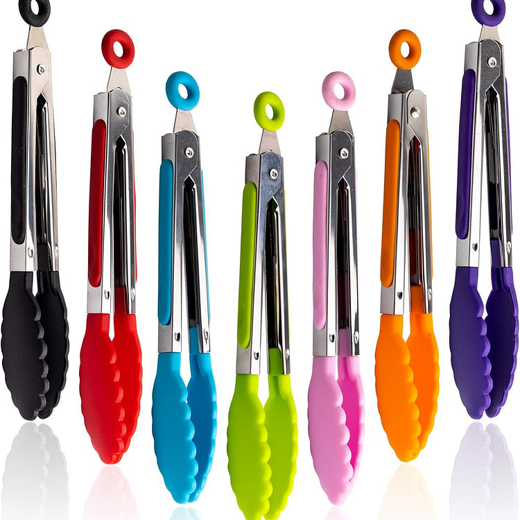 7件装厨房夹具套装 7英寸彩色迷你食品夹 1 份