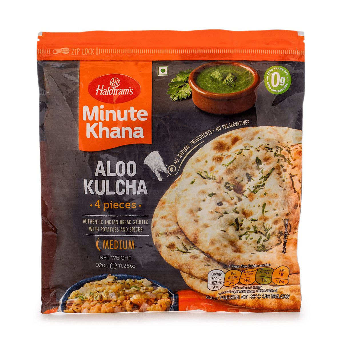Haldirams Aloo Kulcha, Frozen 320 g